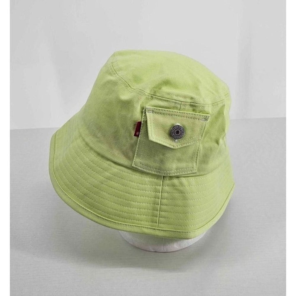 Levi Strauss & Co Two Horse Bran Womens Pocketed Bucket Hat Lime Green Sz M